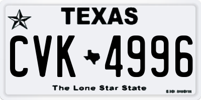 TX license plate CVK4996
