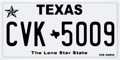 TX license plate CVK5009