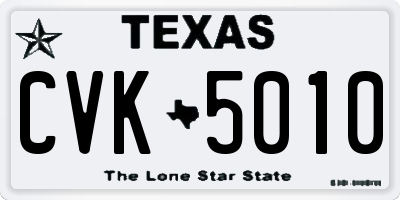 TX license plate CVK5010