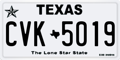 TX license plate CVK5019