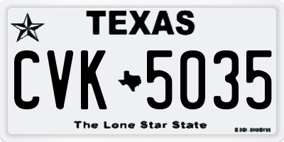 TX license plate CVK5035