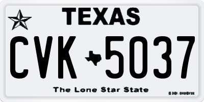 TX license plate CVK5037