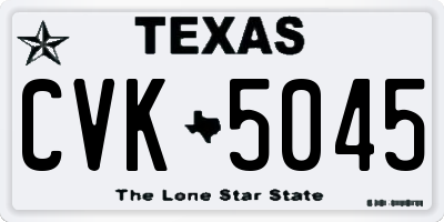 TX license plate CVK5045