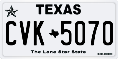 TX license plate CVK5070