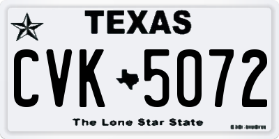 TX license plate CVK5072