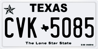 TX license plate CVK5085