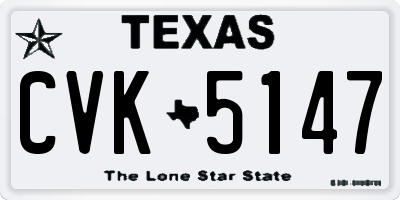 TX license plate CVK5147