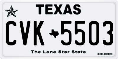 TX license plate CVK5503