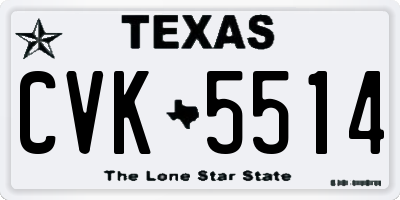 TX license plate CVK5514