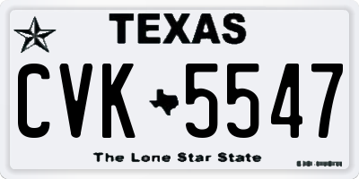 TX license plate CVK5547
