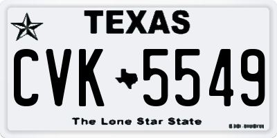 TX license plate CVK5549