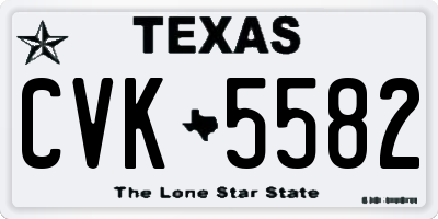 TX license plate CVK5582