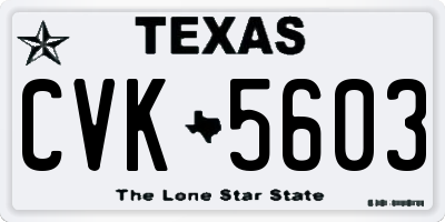 TX license plate CVK5603