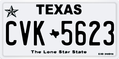 TX license plate CVK5623