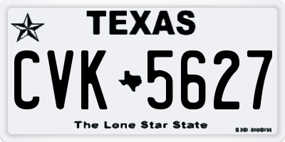 TX license plate CVK5627