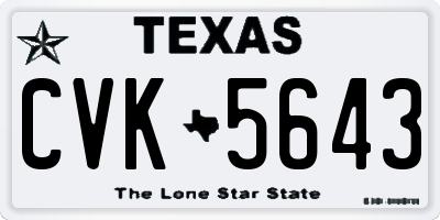 TX license plate CVK5643
