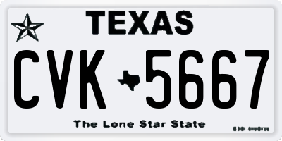 TX license plate CVK5667