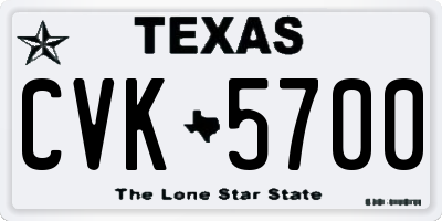 TX license plate CVK5700
