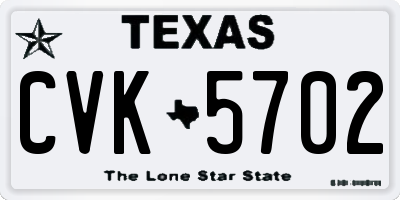 TX license plate CVK5702