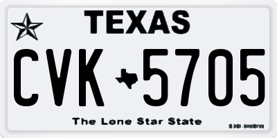 TX license plate CVK5705