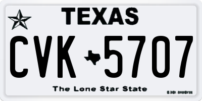 TX license plate CVK5707