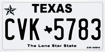TX license plate CVK5783