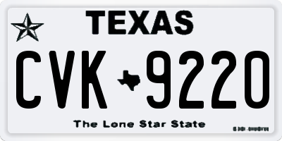 TX license plate CVK9220