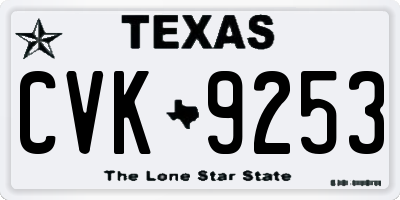 TX license plate CVK9253