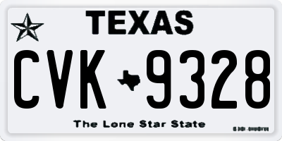 TX license plate CVK9328