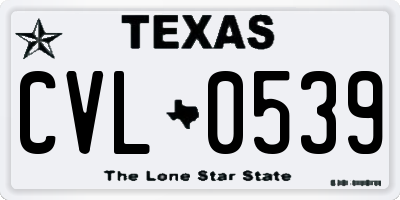 TX license plate CVL0539