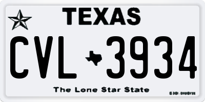TX license plate CVL3934