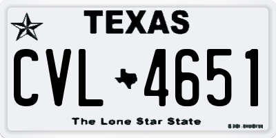 TX license plate CVL4651