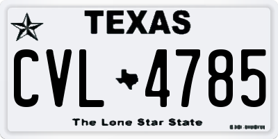 TX license plate CVL4785