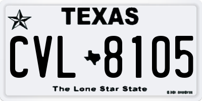TX license plate CVL8105
