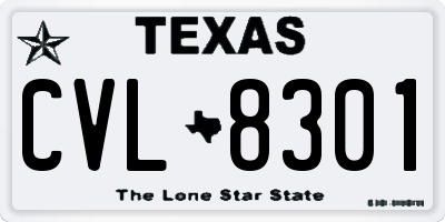 TX license plate CVL8301