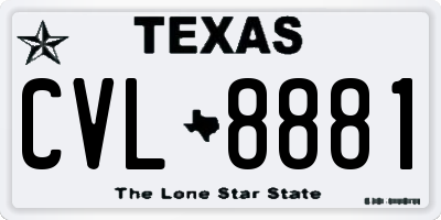TX license plate CVL8881