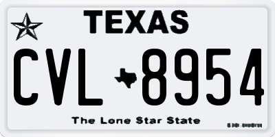 TX license plate CVL8954
