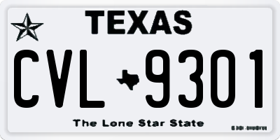 TX license plate CVL9301
