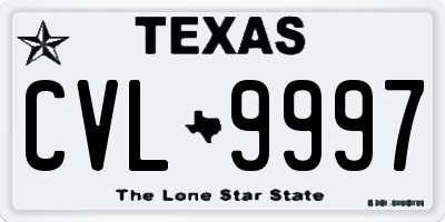 TX license plate CVL9997