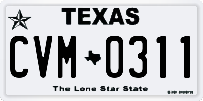 TX license plate CVM0311