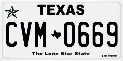 TX license plate CVM0669