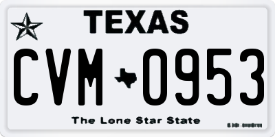 TX license plate CVM0953