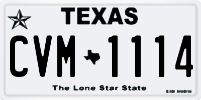 TX license plate CVM1114