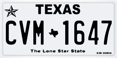 TX license plate CVM1647