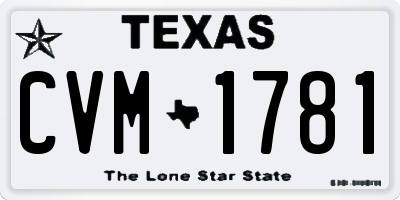 TX license plate CVM1781