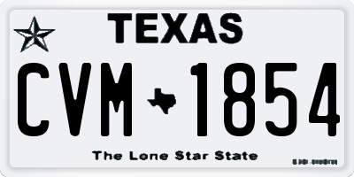 TX license plate CVM1854