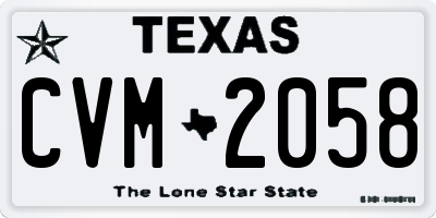 TX license plate CVM2058