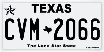 TX license plate CVM2066