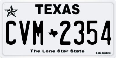 TX license plate CVM2354