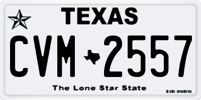 TX license plate CVM2557